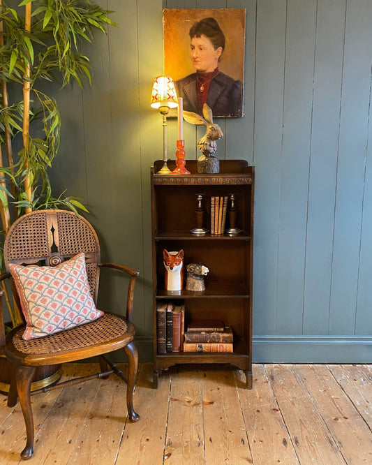 1920s Slim Oak Bookcase