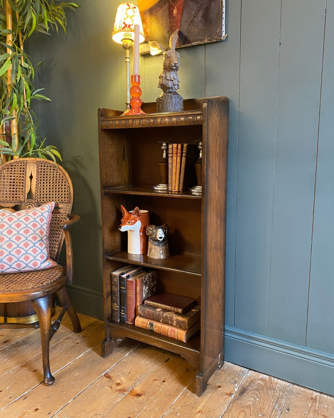 1920s Slim Oak Bookcase