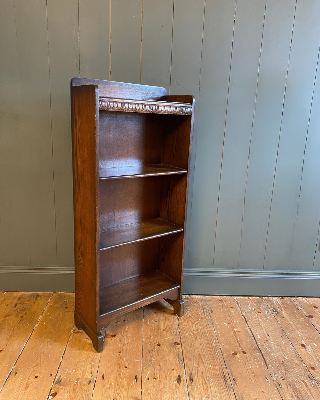 1920s Slim Oak Bookcase