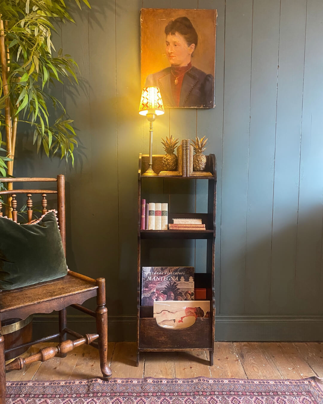 1920s Slim Oak Book/Magazine Rack