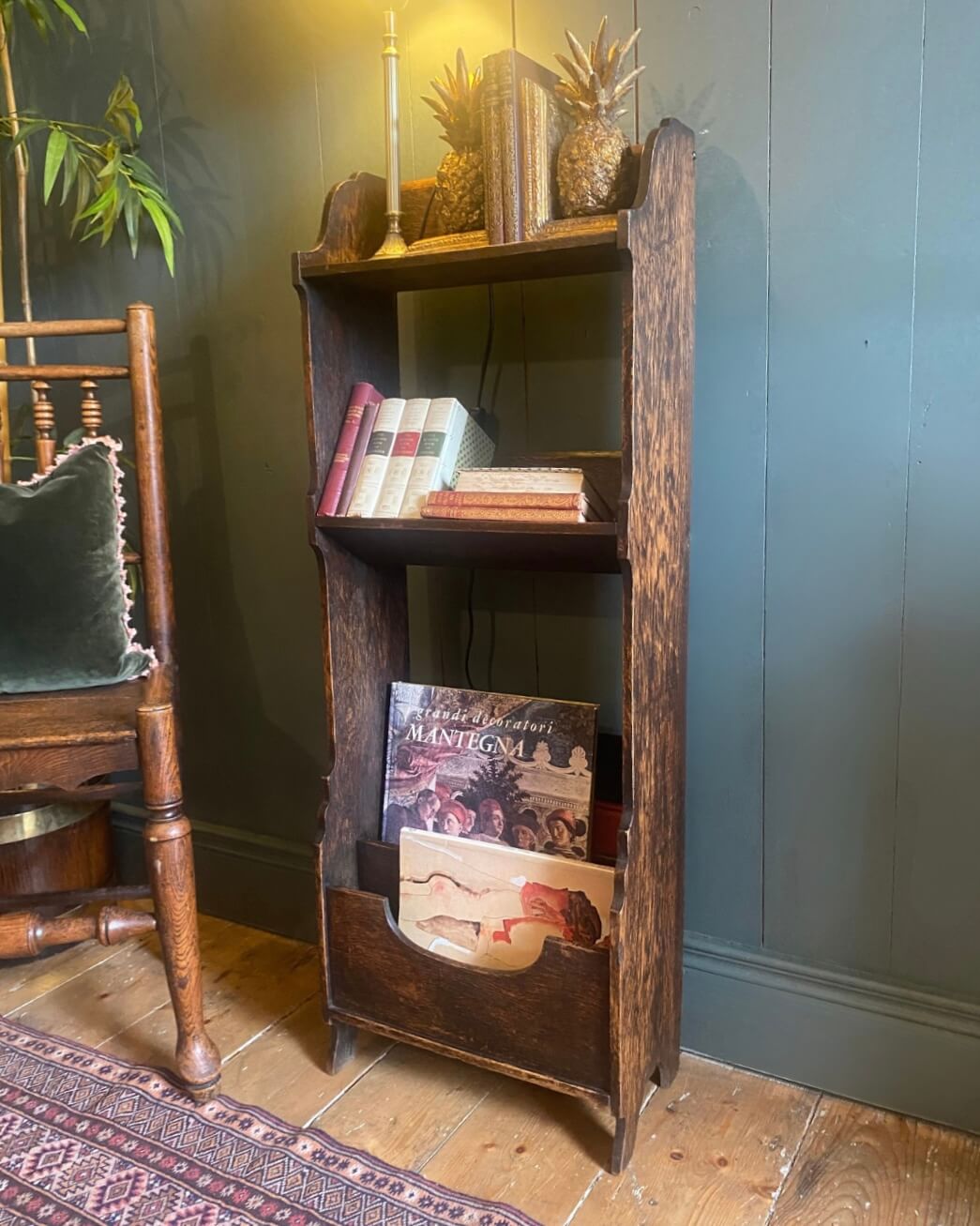 1920s Slim Oak Book/Magazine Rack