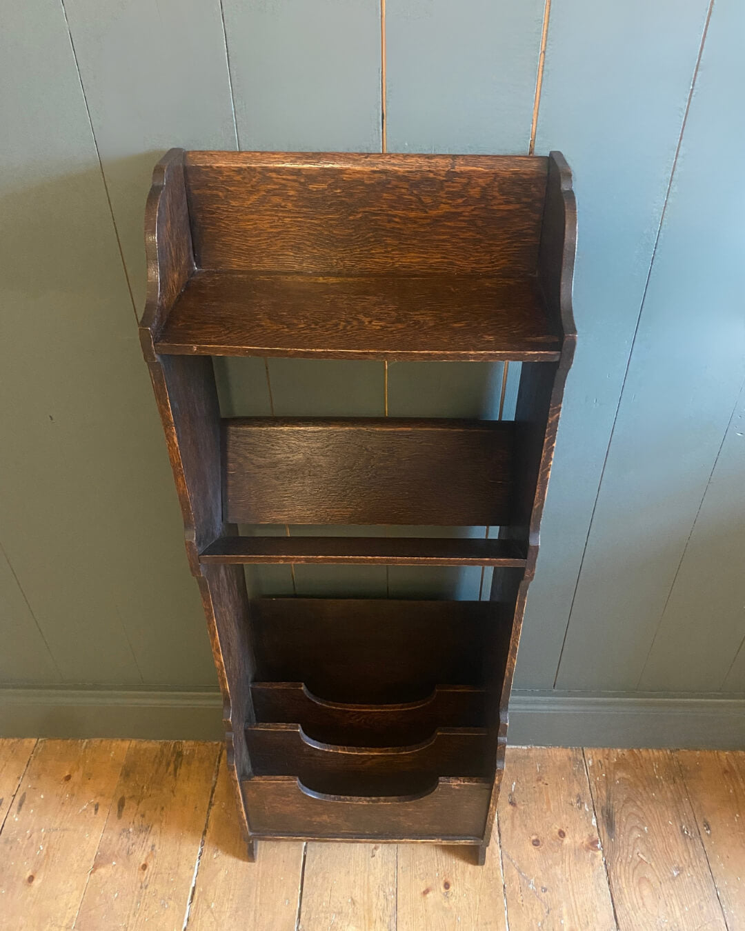 1920s Slim Oak Book/Magazine Rack