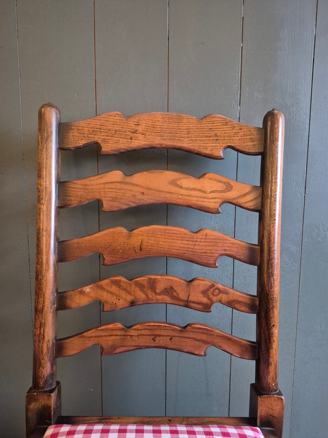 Set of Six Oak Ladder Back Dining Chairs Circa 1920's