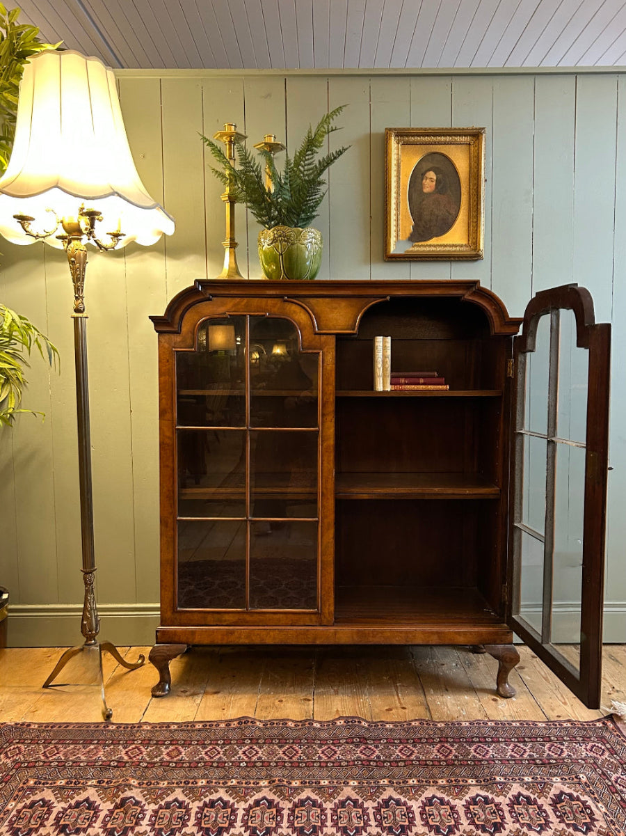 1930s Walnut Bookcase or Display Cabinet