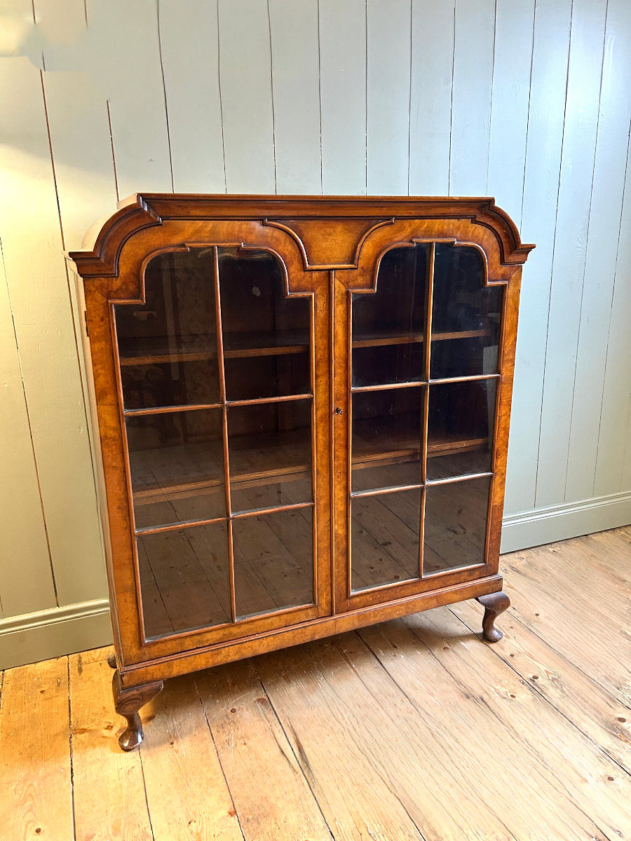 1930s Walnut Bookcase or Display Cabinet
