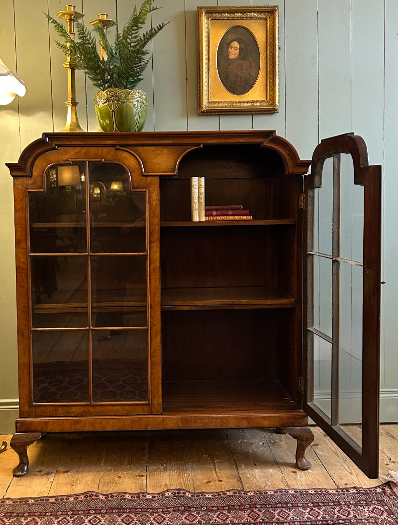 1930s Walnut Bookcase or Display Cabinet