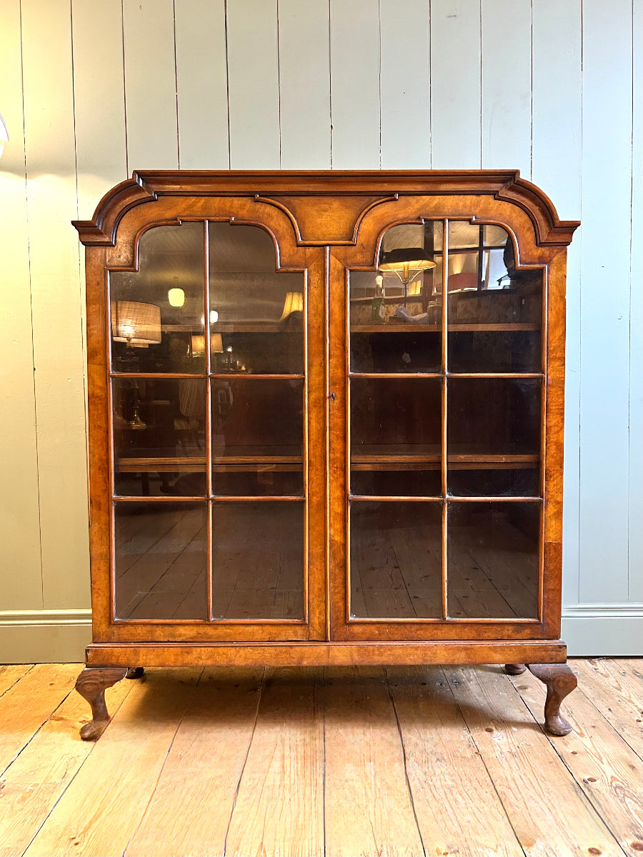 1930s Walnut Bookcase or Display Cabinet
