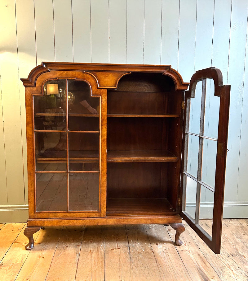 1930s Walnut Bookcase or Display Cabinet