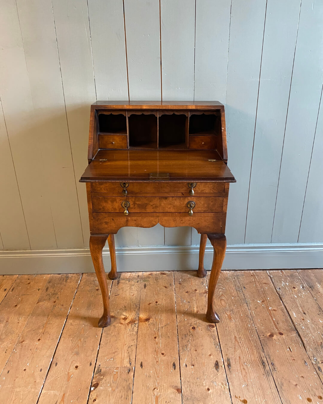 1930s Burr Walnut Fall Front Writing Bureau