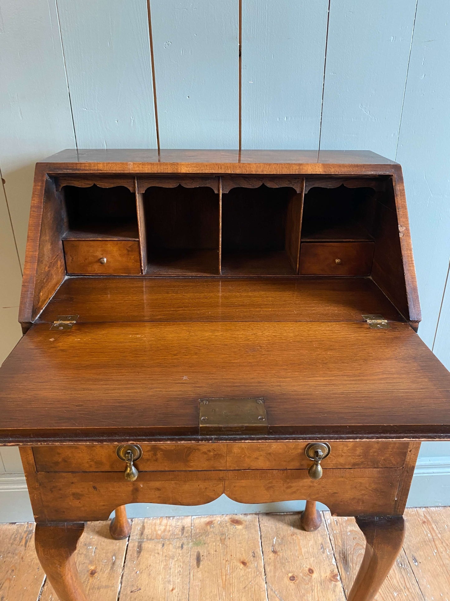 1930s Burr Walnut Fall Front Writing Bureau
