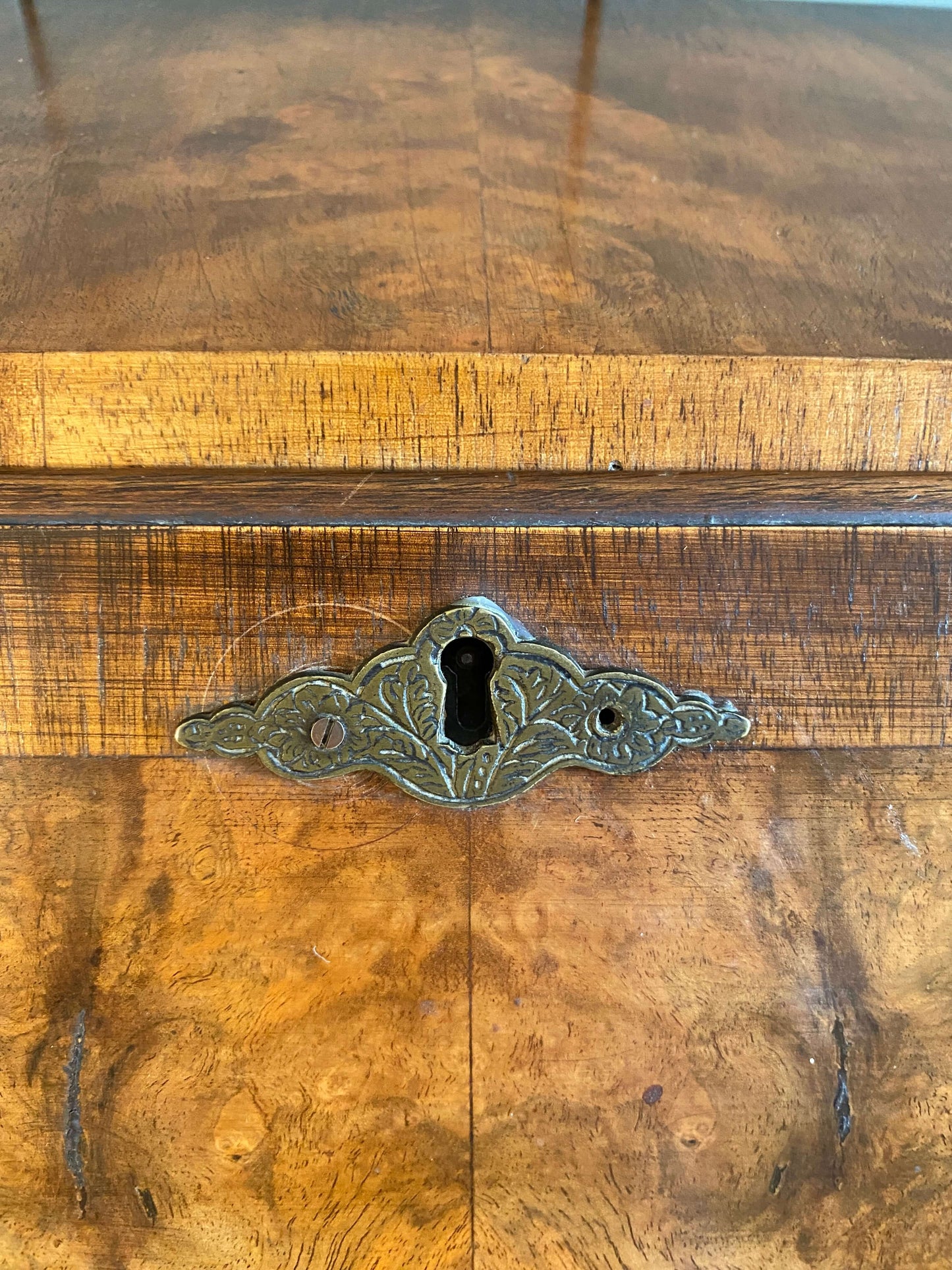 1930s Burr Walnut Fall Front Writing Bureau