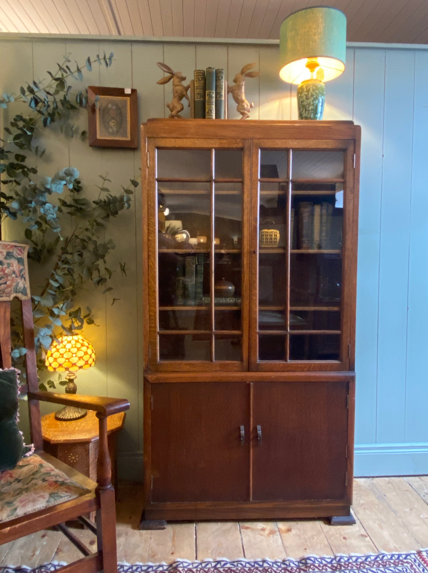 1930's Glazed Oak Bookcase