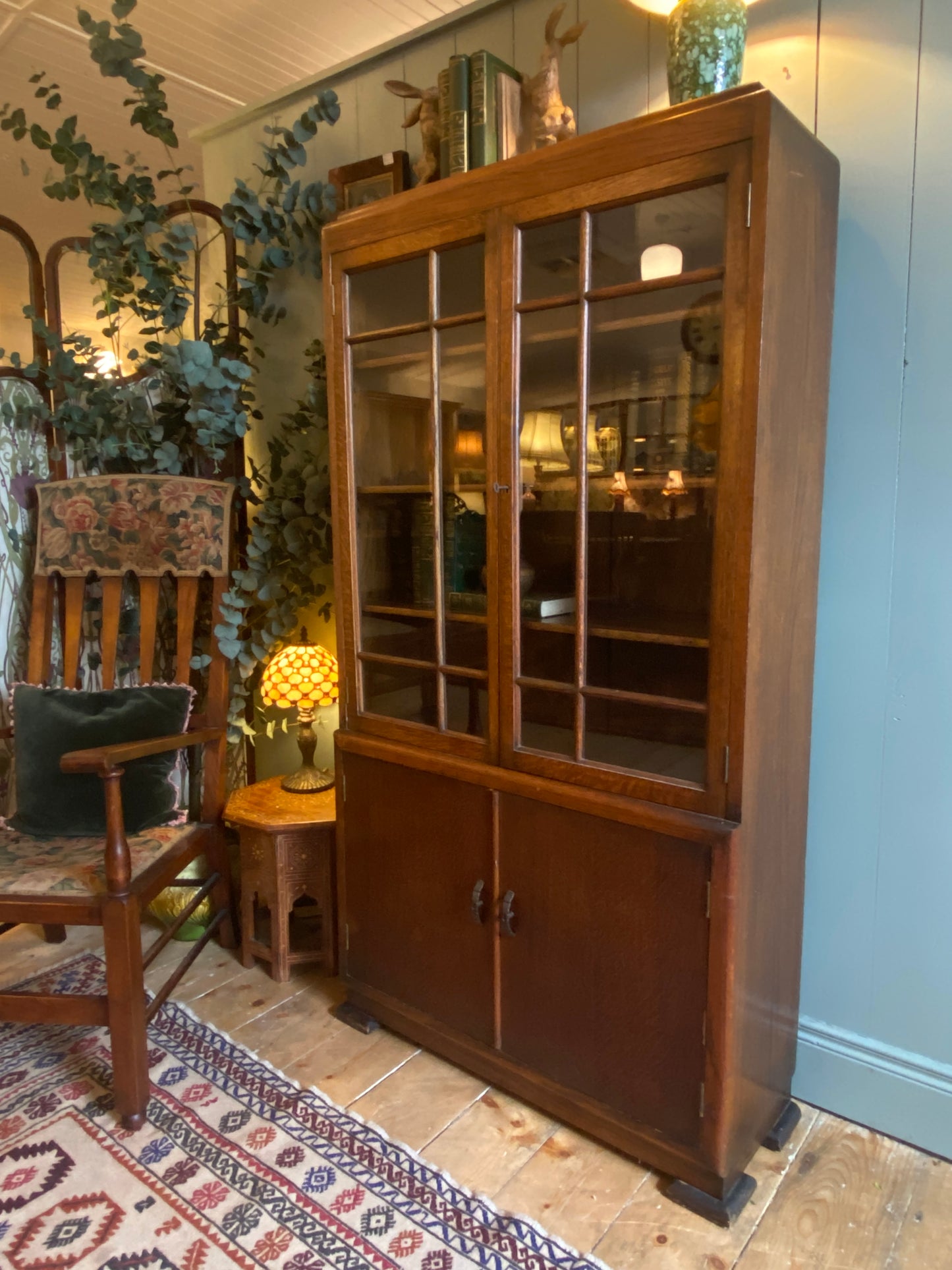 1930's Glazed Oak Bookcase