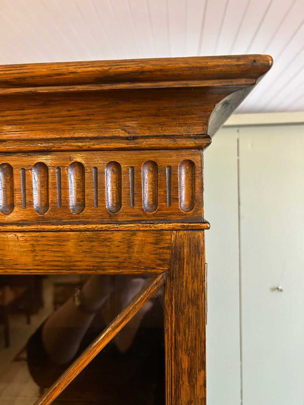 1930s Oak Breakfront Glazed Bookcase