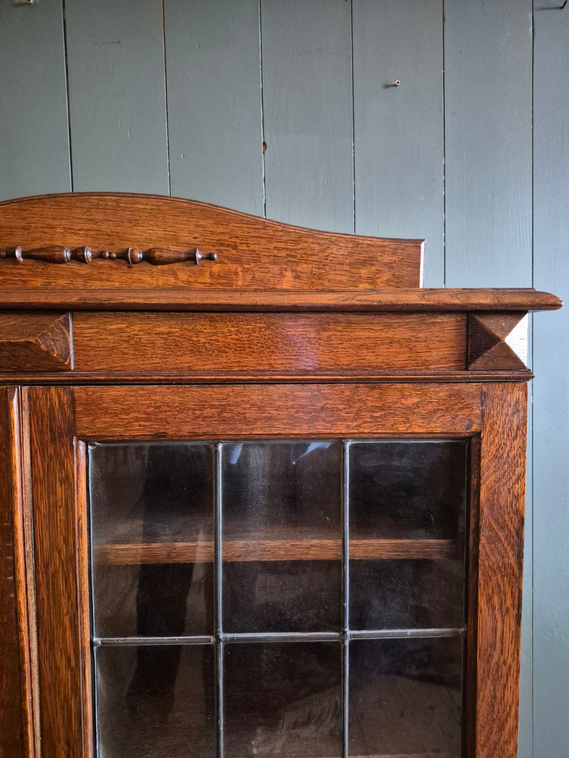 1930's Leaded Glass Oak Bookcase