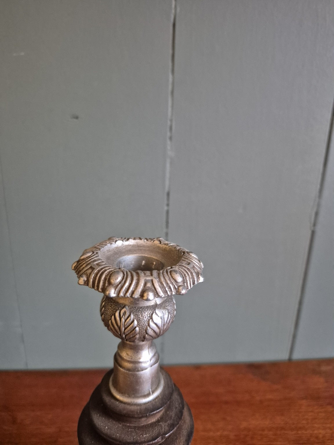 Oak and Metal Candlesticks Circa 1930s