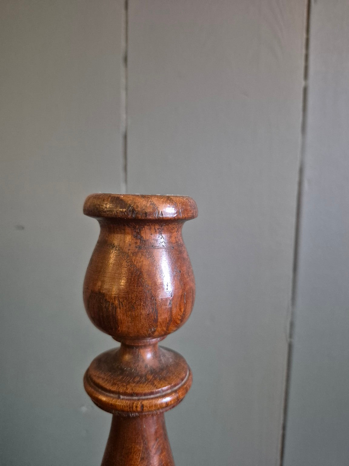 Turned Oak Candlesticks circa 1930's