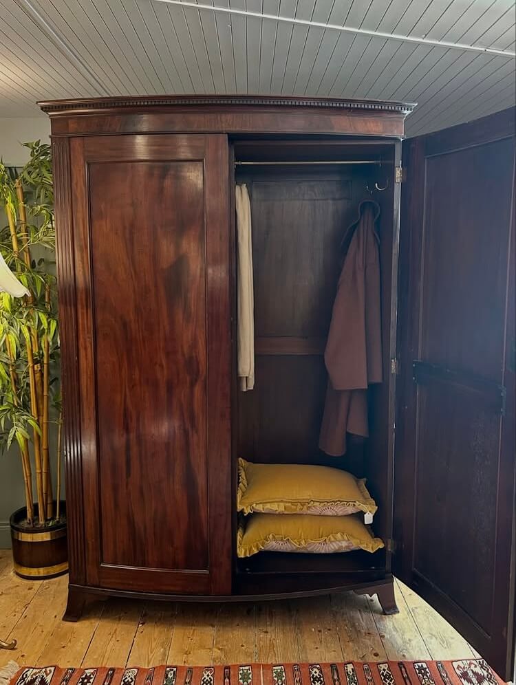 19th Century Bow Front Mahogany Wardrobe