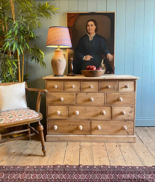 Reclaimed Pine Bank Of Drawers