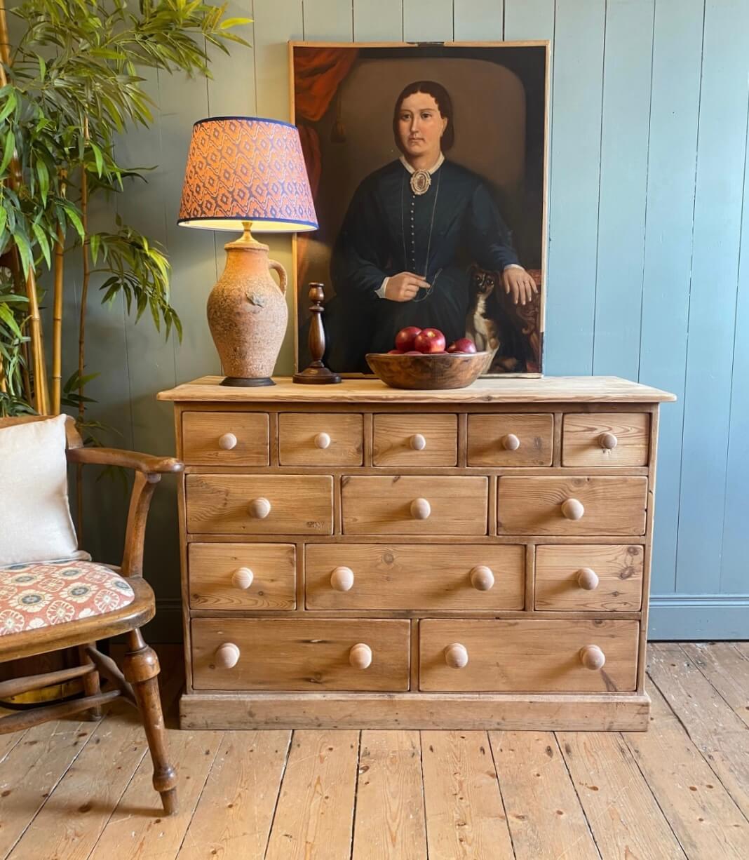 Reclaimed Pine Bank Of Drawers