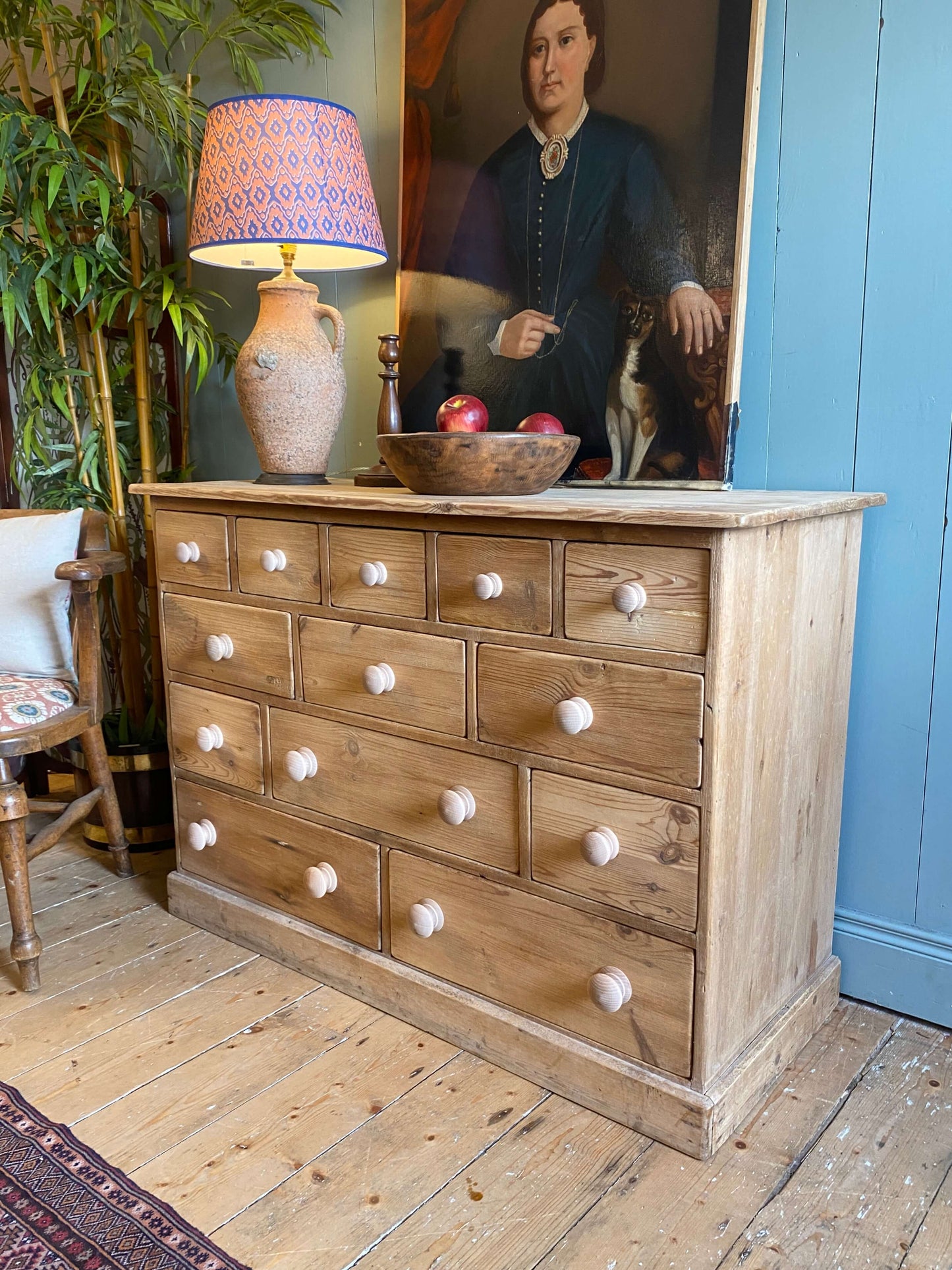 Reclaimed Pine Bank Of Drawers