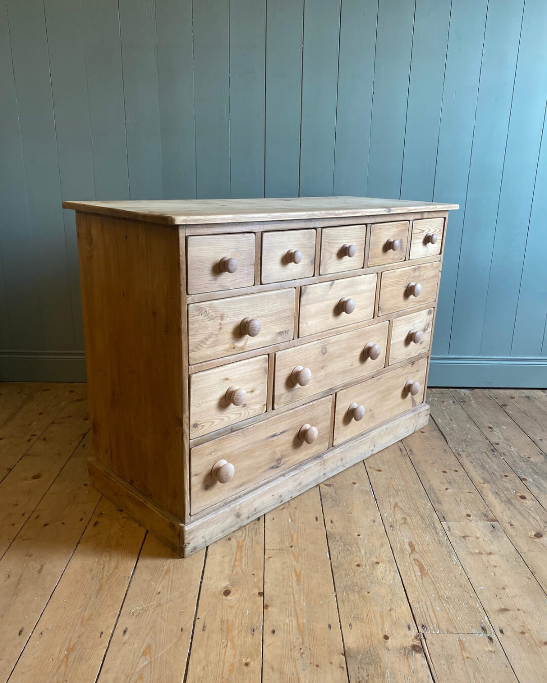 Reclaimed Pine Bank Of Drawers