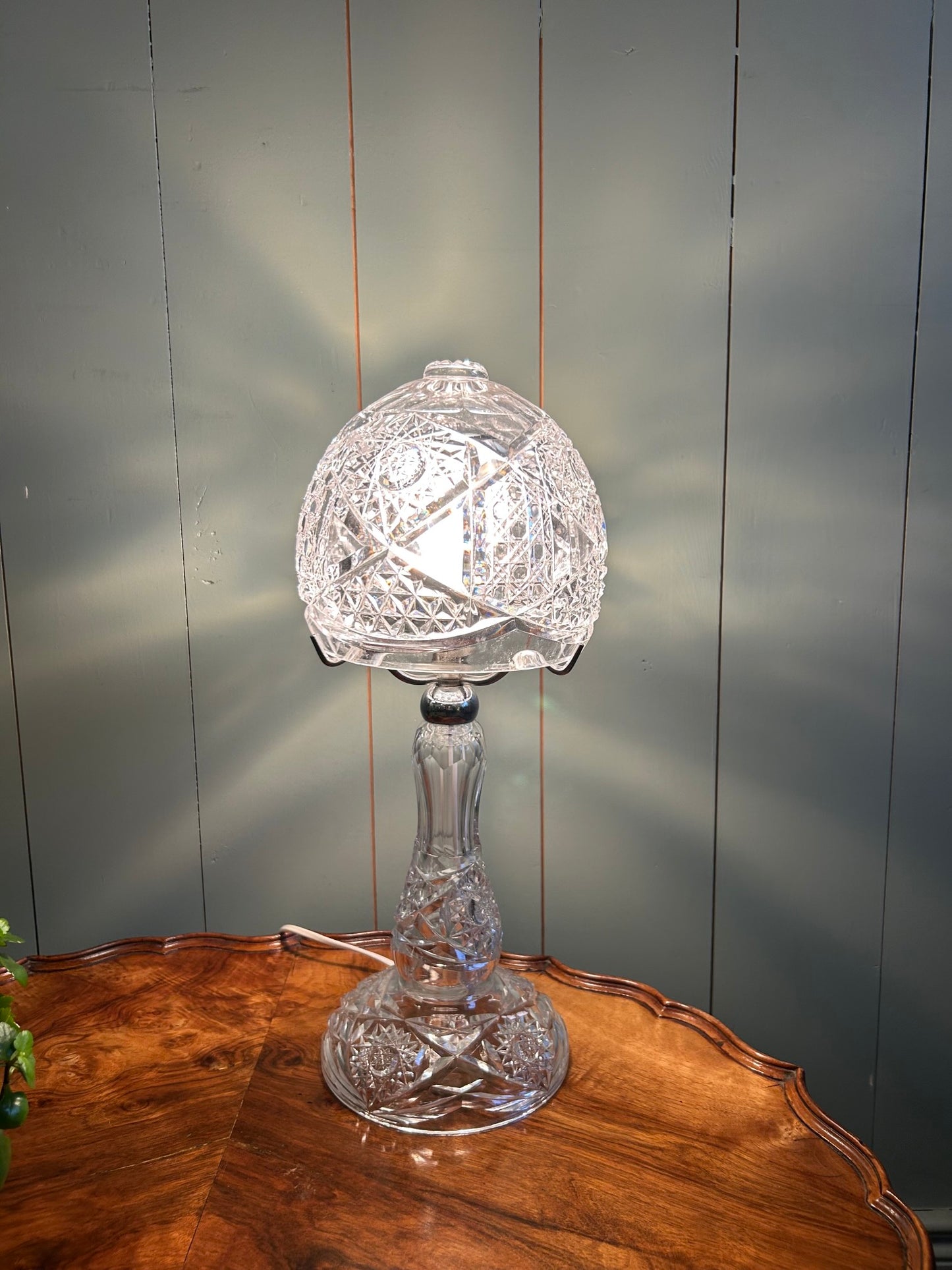 Antique Crystal Cut Glass Lamp