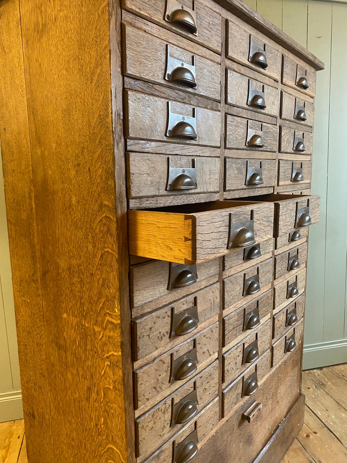 Early 1900s Oak Bank of Drawers
