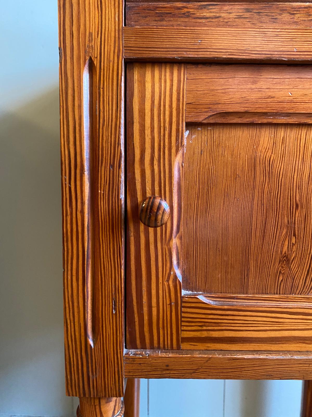 Antique French Pitch Pine Bedside Cabinet