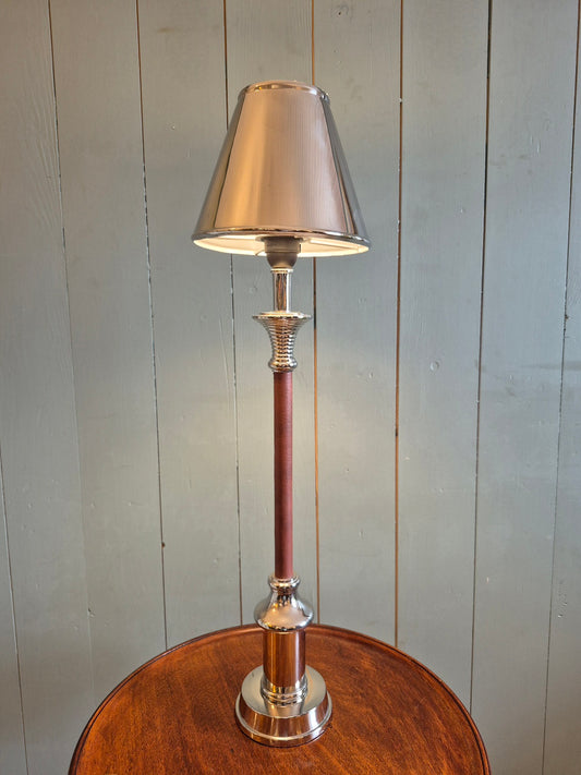 Nickel and Leather Table Lamp