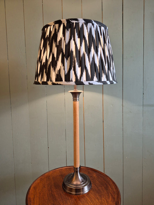 Wooden Table Lamp with Ikat Shade