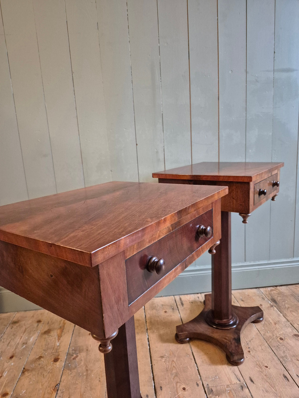 Victorian Pair of Pedestal Side Tables