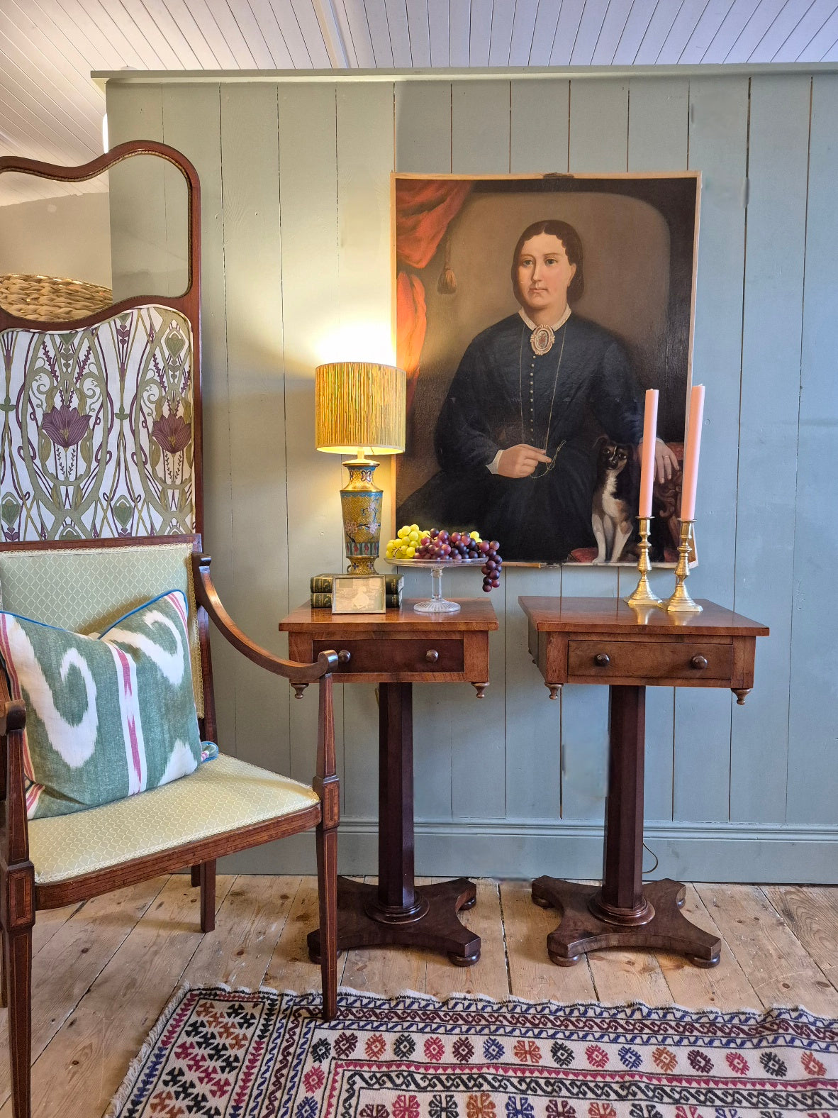 Victorian Pair of Pedestal Side Tables