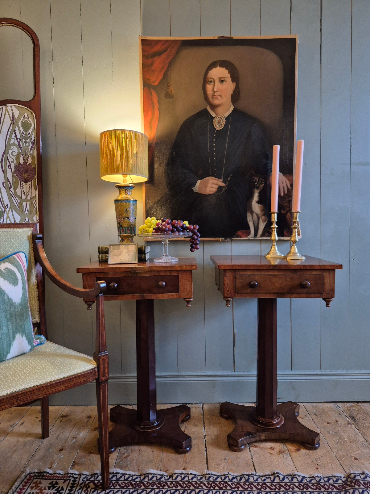 Victorian Pair of Pedestal Side Tables