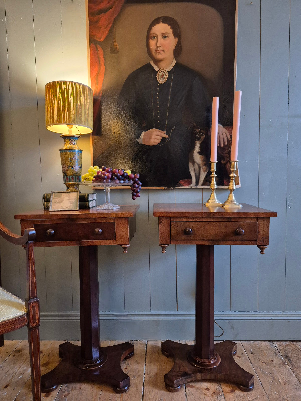Victorian Pair of Pedestal Side Tables