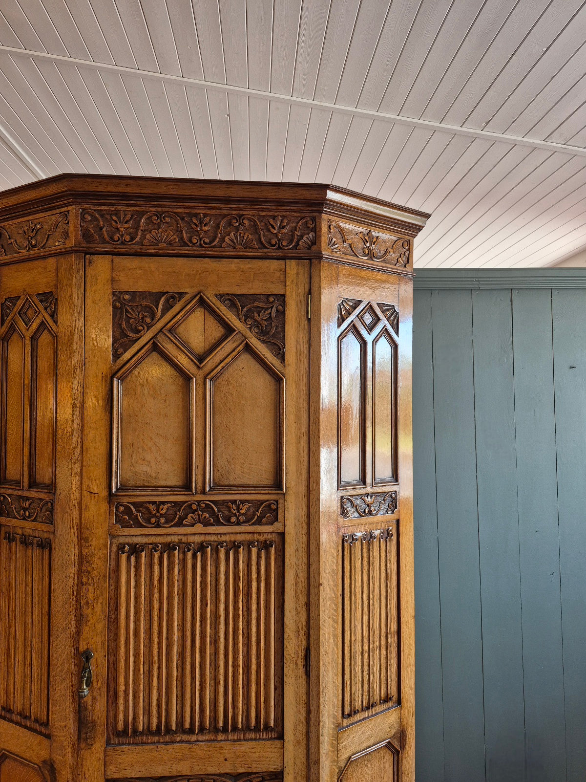 Solid Oak Gothic Wardrobe