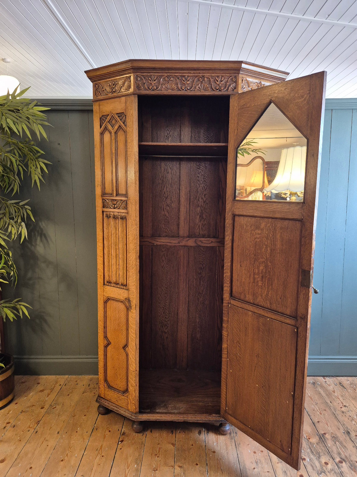 Solid Oak Gothic Wardrobe