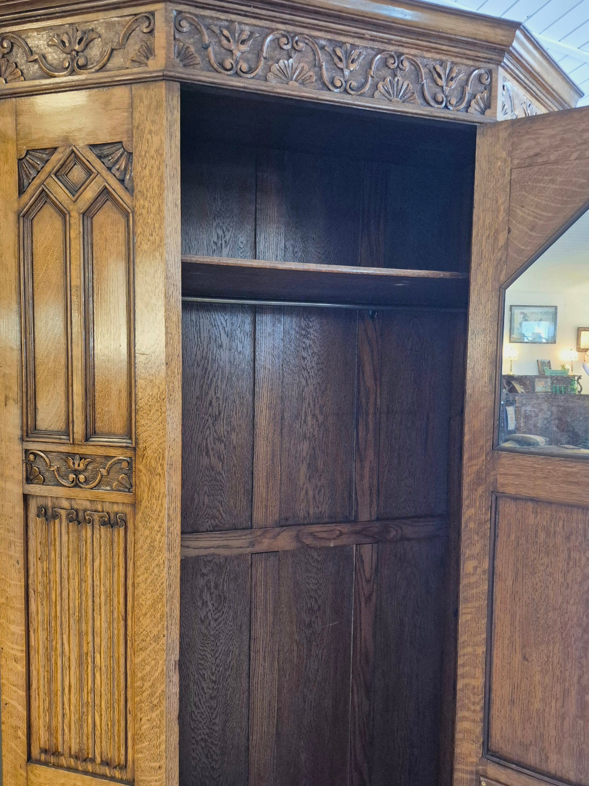 Solid Oak Gothic Wardrobe