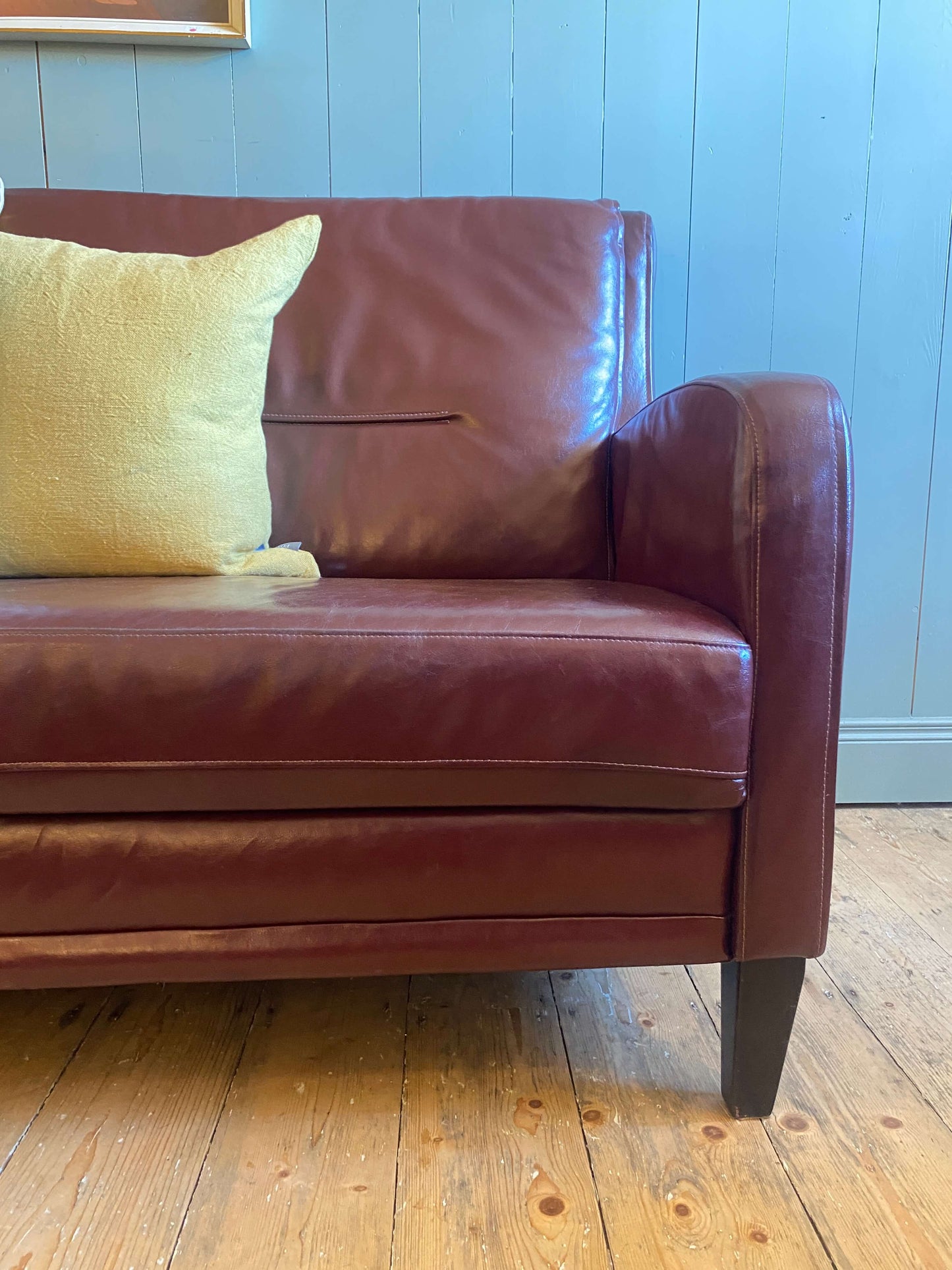 3-Seater Vintage Burgundy Leather Sofa