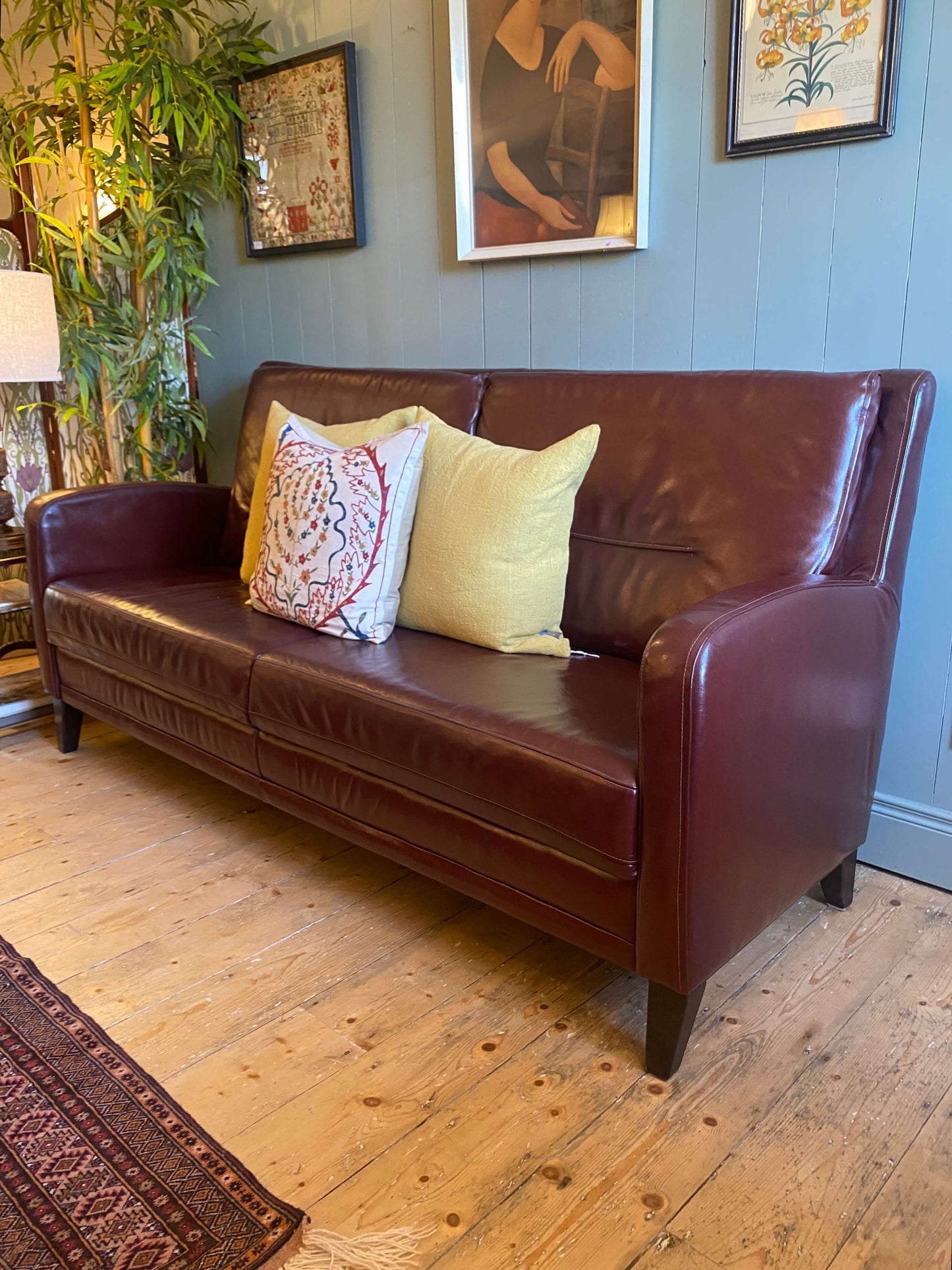 3-Seater Vintage Burgundy Leather Sofa