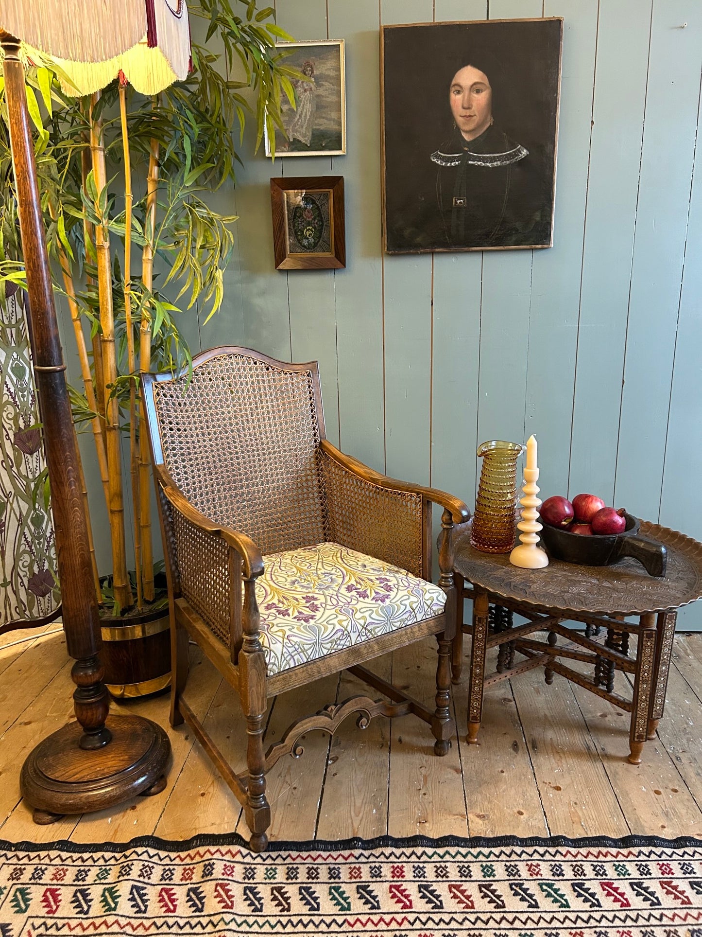 Edwardian Walnut Bergère Armchair