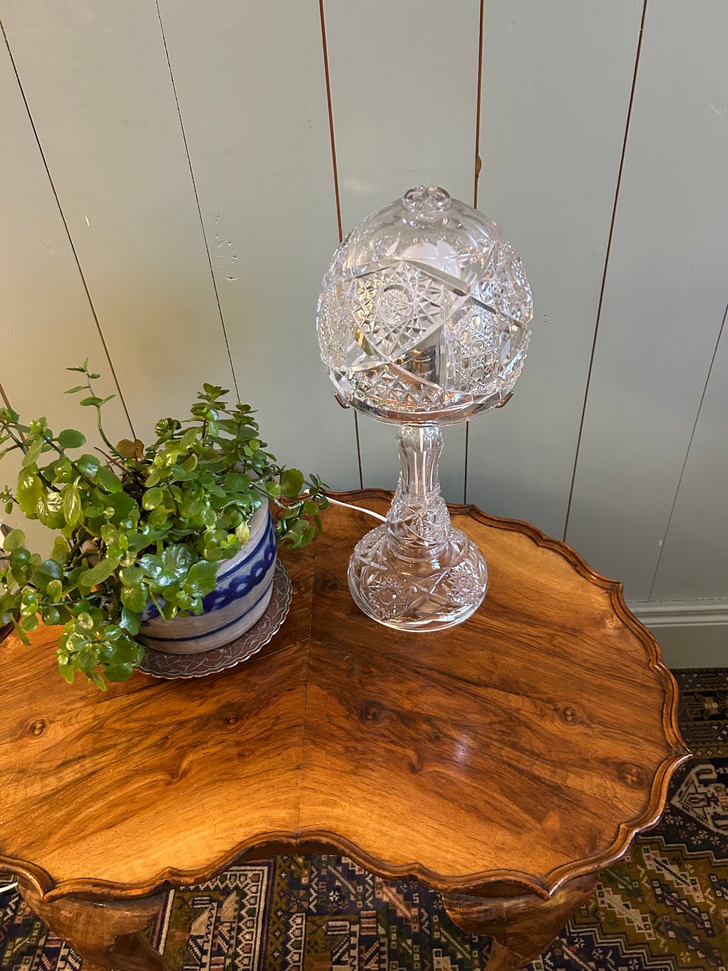 Antique Crystal Cut Glass Lamp