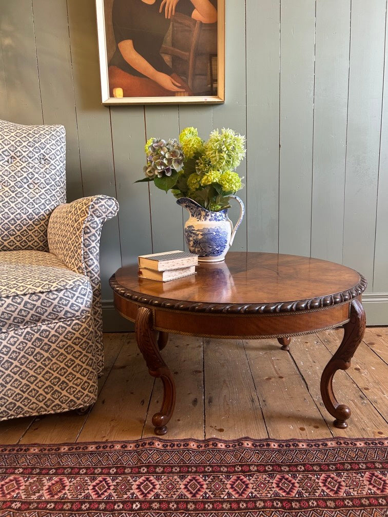 Edwardian Walnut Round Coffee Table