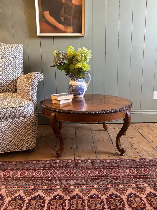Edwardian Walnut Round Coffee Table