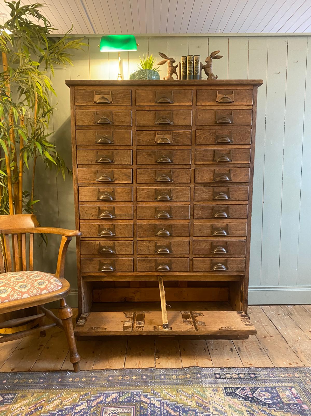 Early 1900s Oak Bank of Drawers