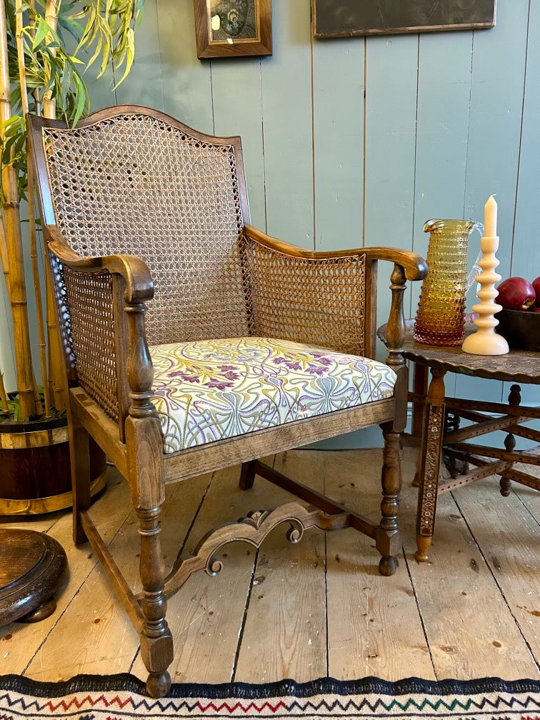 Edwardian Walnut Bergère Armchair