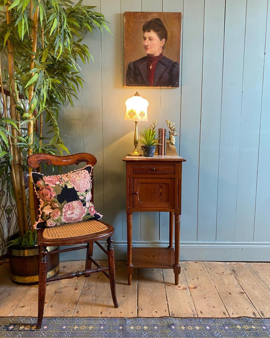 Antique French Pitch Pine Bedside Cabinet
