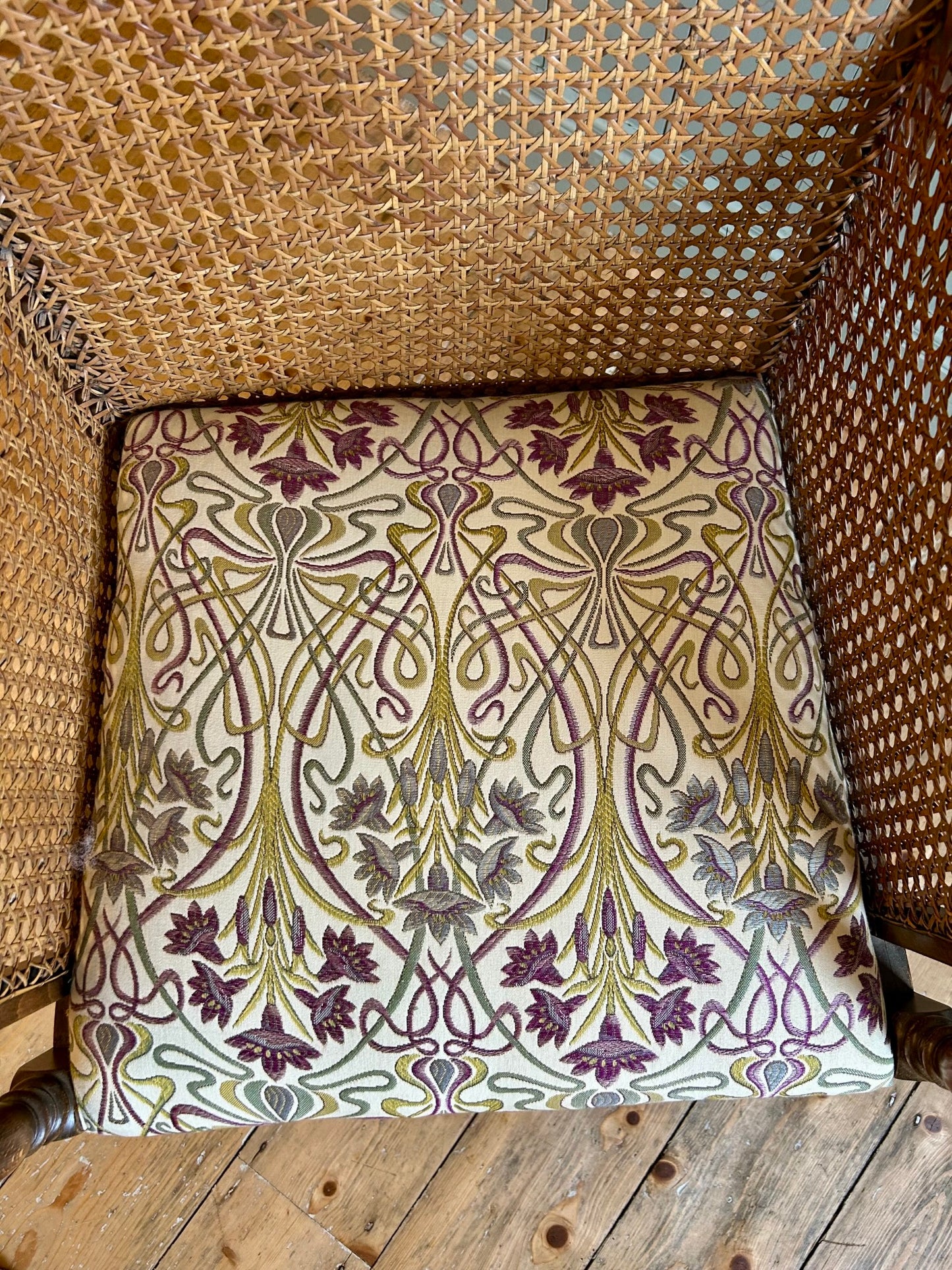Edwardian Walnut Bergère Armchair