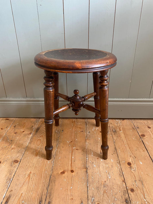 Antique Carved Oak Stool