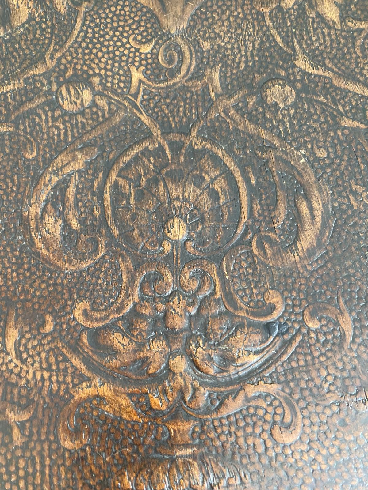 Antique Carved Oak Stool